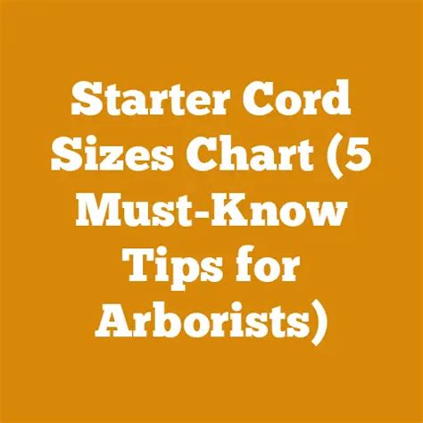 Starter Cord Sizes Chart