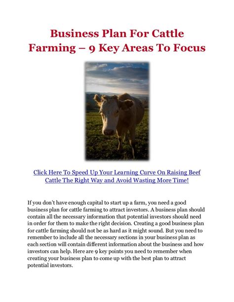 Starting A Cattle Farm Business Plan