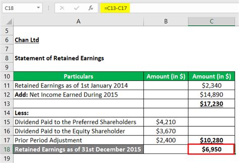 8 Statement Of Retained Earnings Template Excel Excel Templates