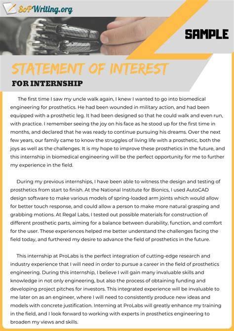 Statement Of Interest Internship