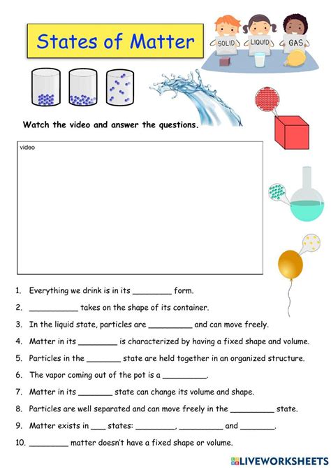 States of Matter Worksheet | Gases | Matter