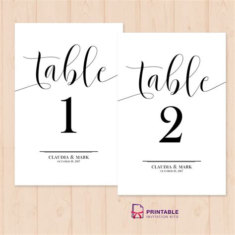 Modern Minimalist Table Numbers Template Wedding Table Number Etsy in