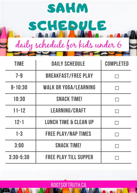 Stay At Home Mom Daily Schedule Template