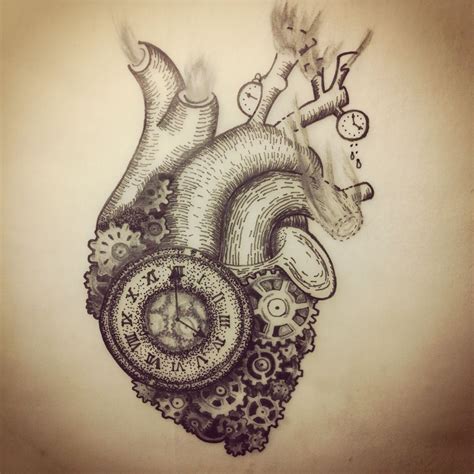 23 Awesome steampunk heart tattoo design images Heart