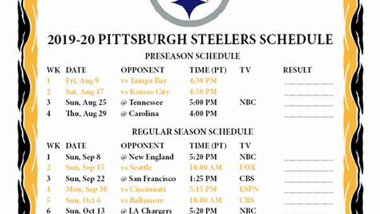 Steelers 2024 Schedule Printable