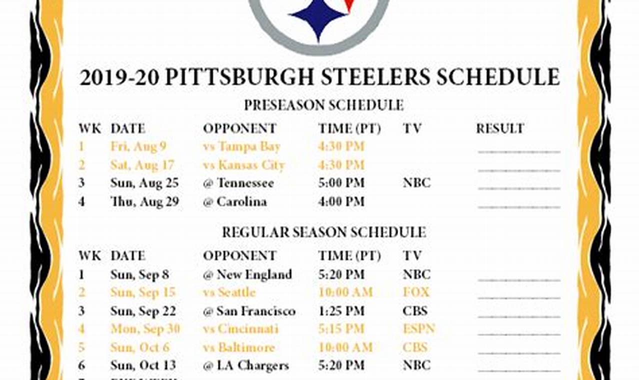 Steelers 2024 Schedule Printable