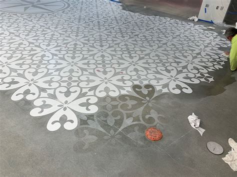 Stencil concrete floor designs