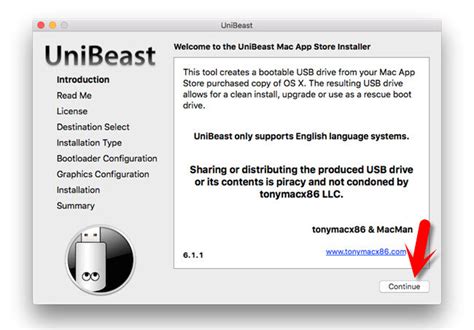 Step #2. Create Bootable USB Installer for Mac Using UniBeast
