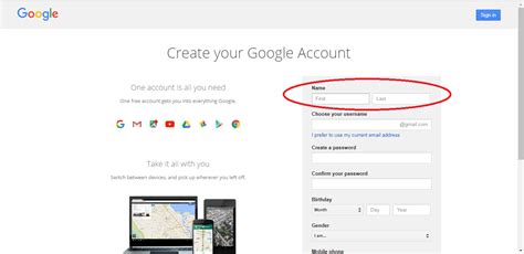 Step 1: Navigating to the Google Account Creation Page