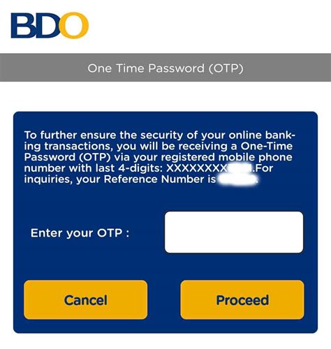 Steps to Cancel OTP in BDO Online Banking