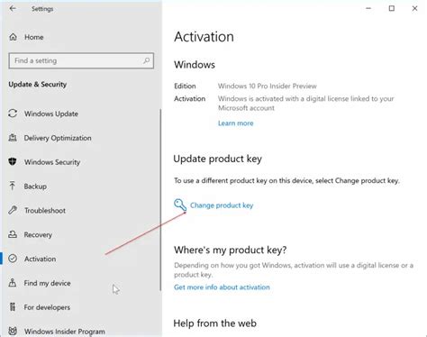 Steps for changing Windows 10 Product key