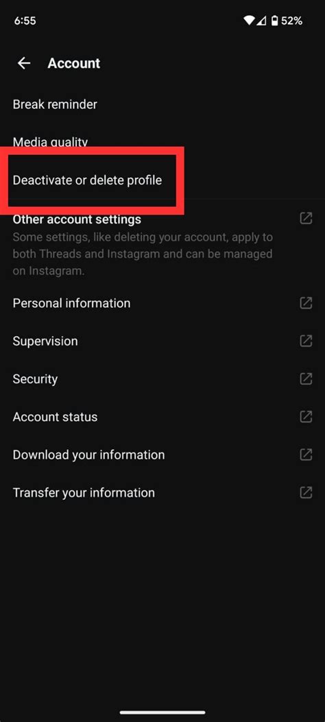 Steps for how to deactivate your Threads account