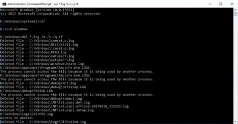 Steps for removing log files using command prompt