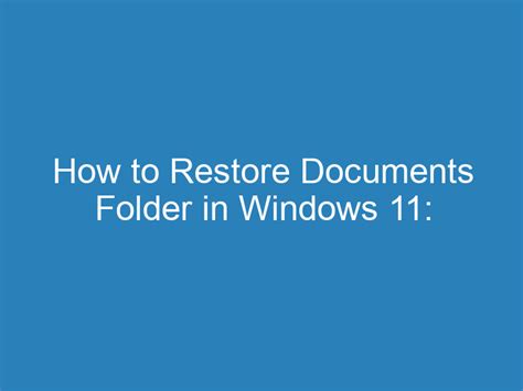 Steps to Activate Folder Restore on Windows