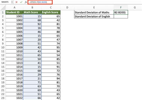 Steps to Calculate SD in Excel