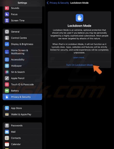 Steps to Enable Lockdown mode