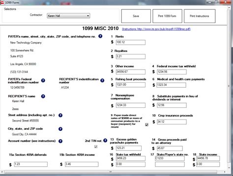 Steps to Print the 1099 Form