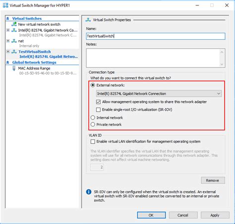 Steps to create Hyper-V virtual switch