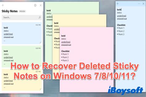 Steps to recover deleted Sticky Notes