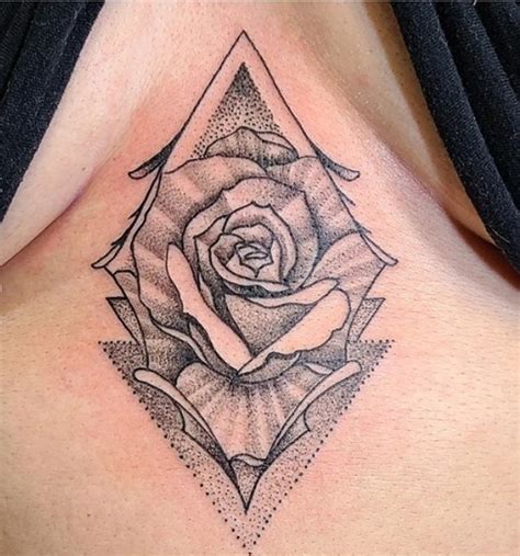Sternum Rose Tattoo