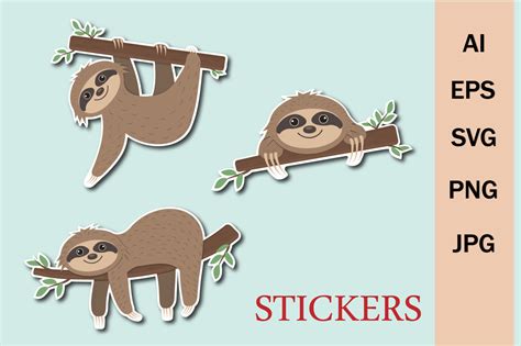 Download Stickers Cute Sloth Characters Cameo