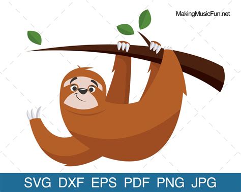 Download Stickers Cute Sloth Characters Commercial Use DXF Files