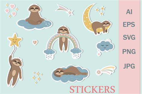 Download Stickers Cute Sloth Characters Files