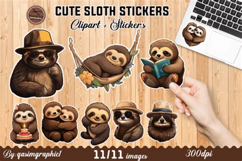 Download Stickers Cute Sloth Characters Printable