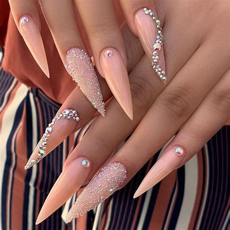Long pink stiletto nail designs for summer Vicariously Me Natural