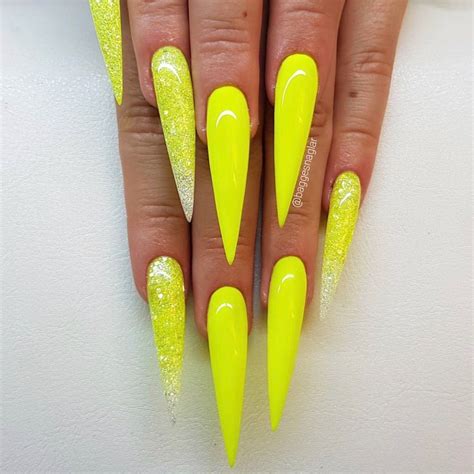 Stiletto Nails Yellow Neon: A Trending Nail Art In 2023