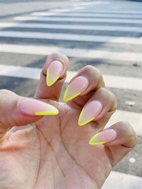 How To Rock Stiletto Nails Yellow Neon French In 2023