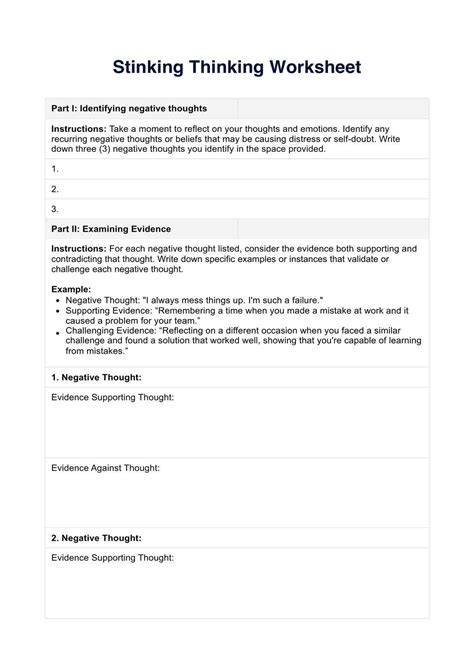 Stinking Thinking Worksheets