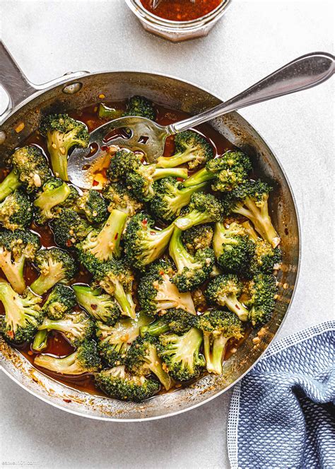Stir-frying broccoli tips