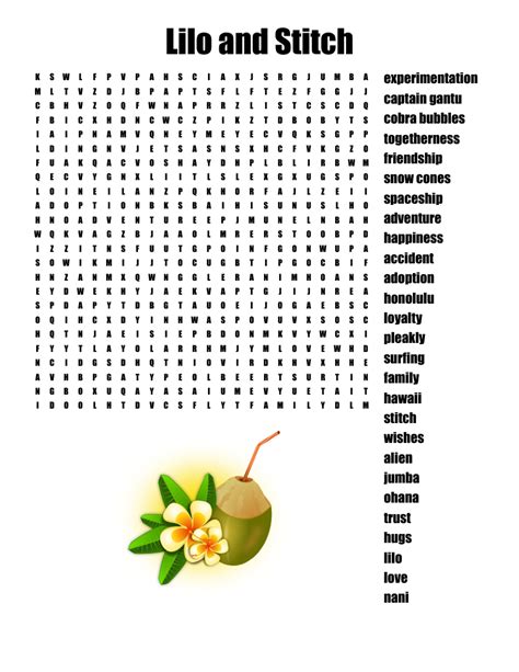 Stitch Word Search Printable