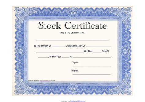 Stock Certificate Template Free