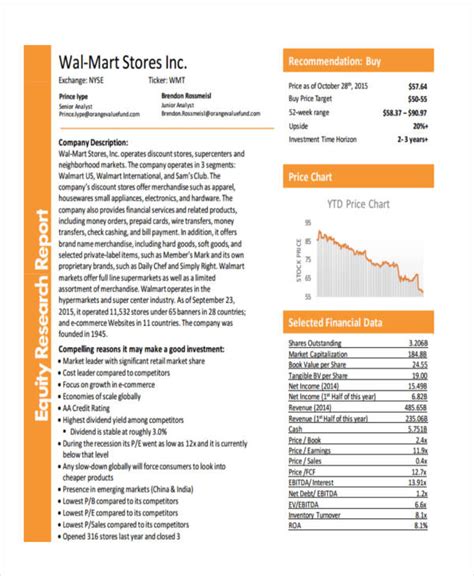 Stock Analyst Report Template - Sample Design Templates