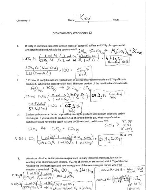 Stoichiometry Practice 2 Worksheet Answers