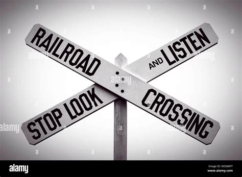Stop Look Listen Railroad Crossing Sign