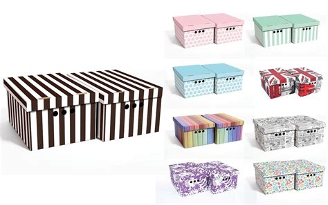 Stylish 2pc decorative storage boxes with lid archive a4 box cardboard