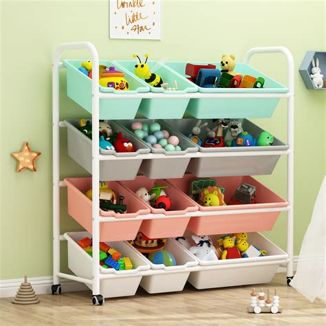 3Tier Kid's Toy Storage Organizer with 9 Plastic Bins