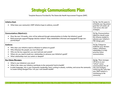 Strategic Communications Plan Template