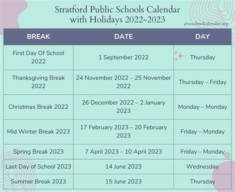 Stratford Academic Calendar