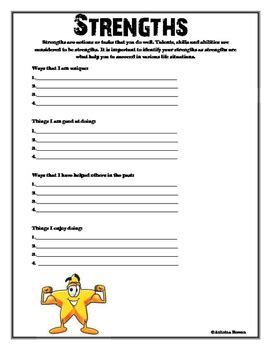 Strengths And Qualities Worksheet