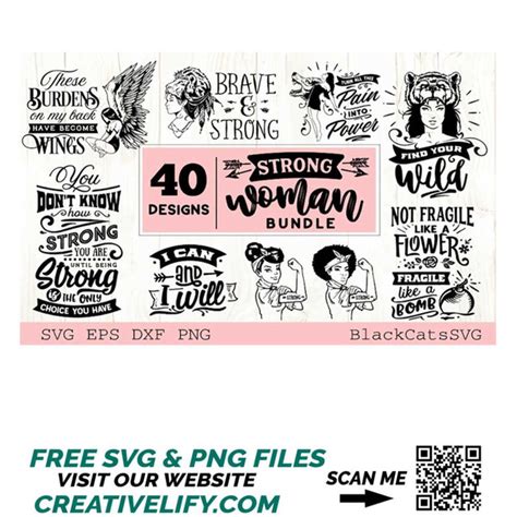 Download Strong Woman Bundle 40 Designs Commercial Use For Crafts