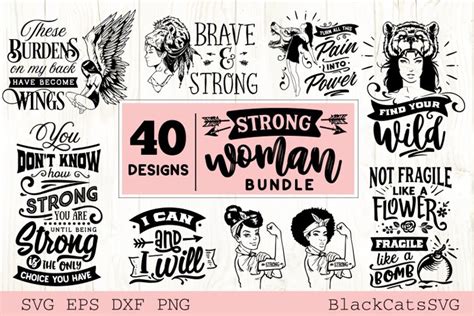 Download Strong Woman Bundle 40 Designs Easy Edite
