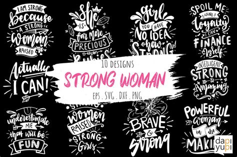 Download Strong Woman Lettering Quotes Bundle Commercial Use