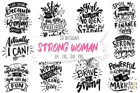 Download Strong Woman Lettering Quotes Bundle Images