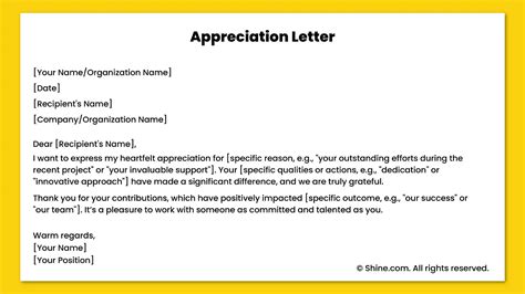 Structuring Your Appreciation Letter