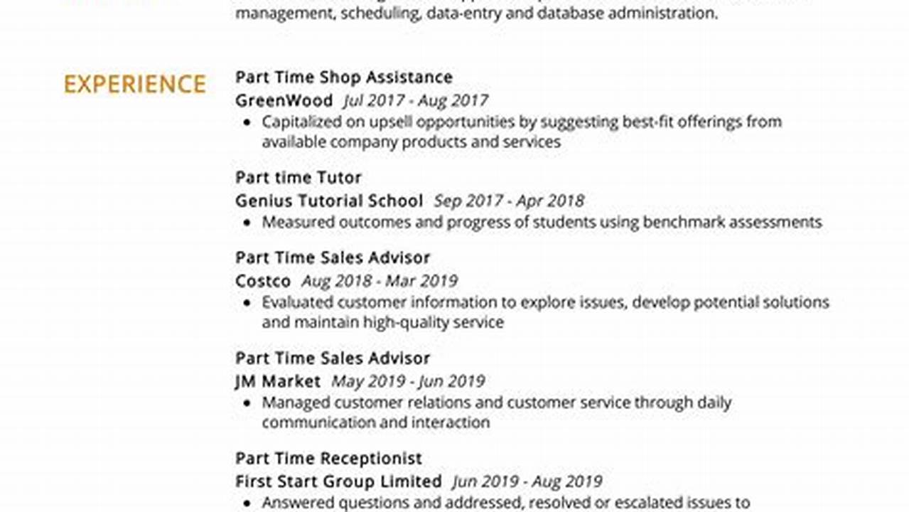 Student Resume Examples 2024