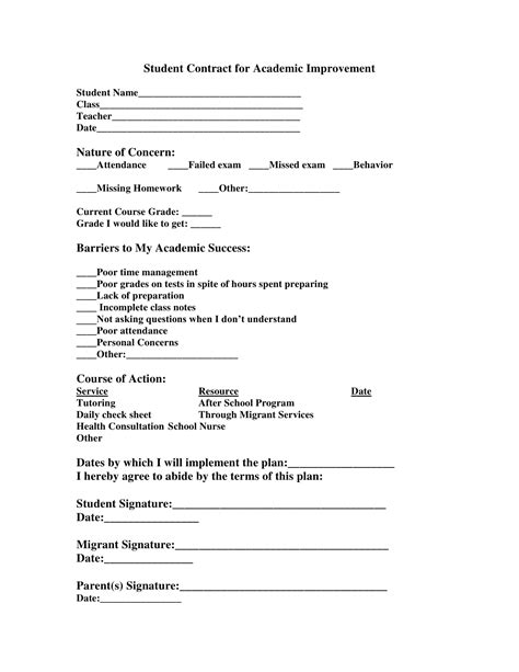 Student Agreement Template